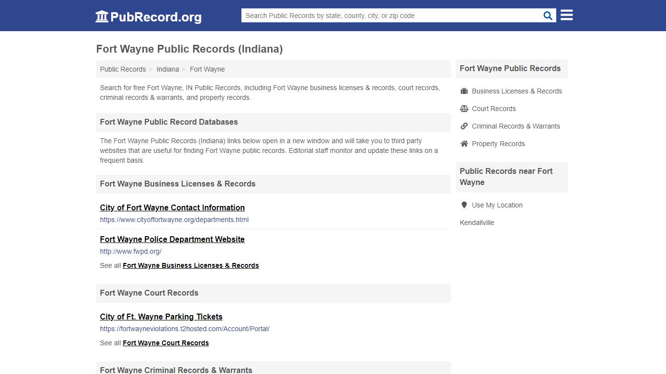Free Fort Wayne Public Records (Indiana Public Records)
